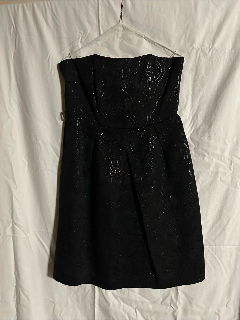 Limited Edition Black Metallic Strapless Fit & Flare Dress Size 10 With Pockets